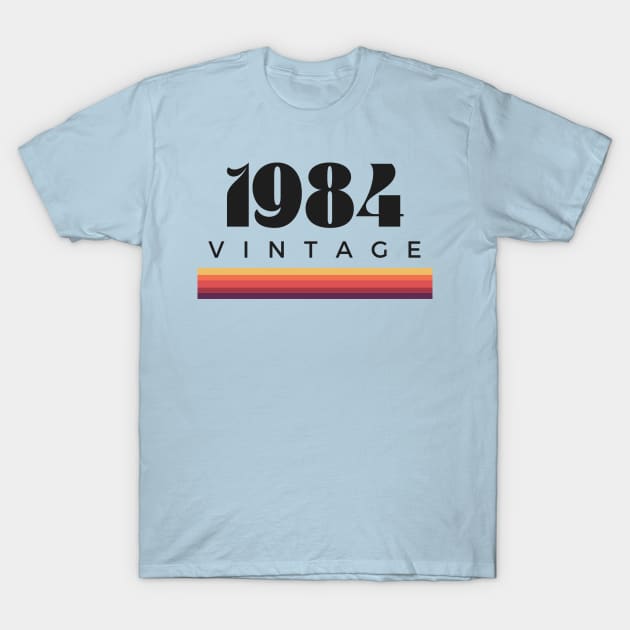 1984 Vintage Stripe Design T-Shirt by Blue Raccoon Creative